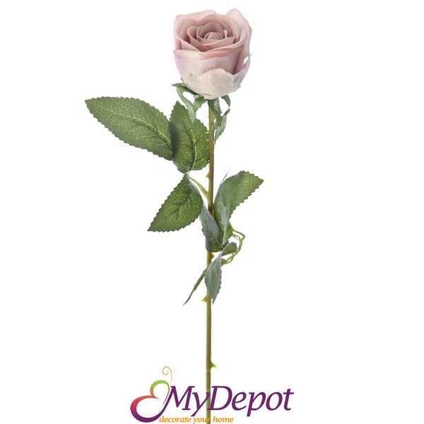 Стрък роза кадифе, розова, 54 см