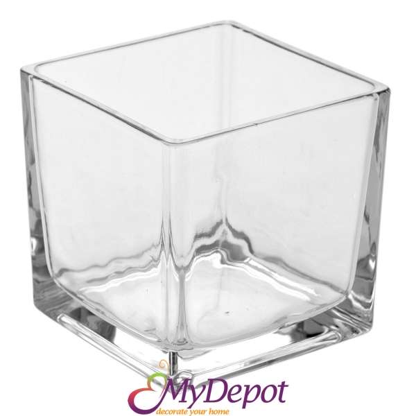 Стъклена ваза - куб, 12х12х12 см