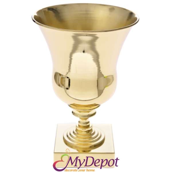 Метална ваза, злато, 22х22х34 см