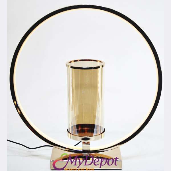 Метален светилник с LED светлина, злато, 40х10х43 см