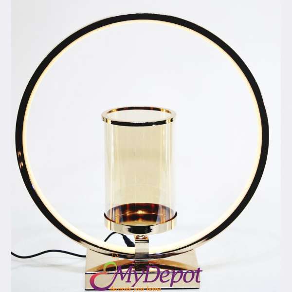 Метален светилник с LED светлина, злато, 35х10х38 см