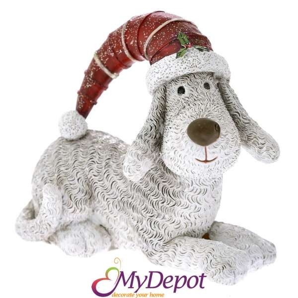 Полирезиново куче с шапка, 11х10 см