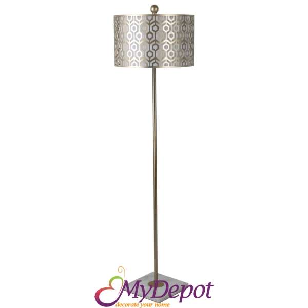 Стояща лампа шампанско с мраморна основа, Ф 41х154 см