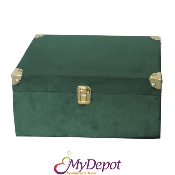 Кутия кадифе, зелена, 30х18х14 см