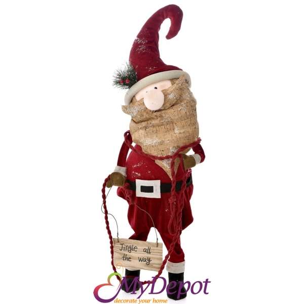 Дядо Коледа с килната глава и червени дрехи, 22х17х55 см