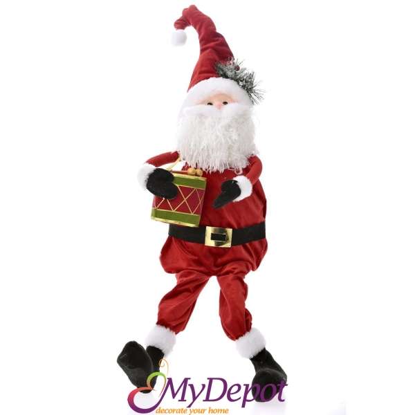 Дядо Коледа с висящи крака и барабан, 22х16х70 см