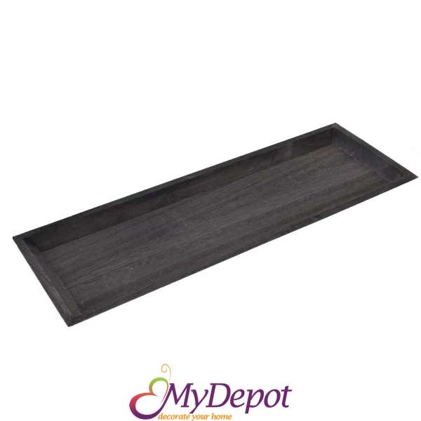 Дървен поднос, черен, 44х16 см