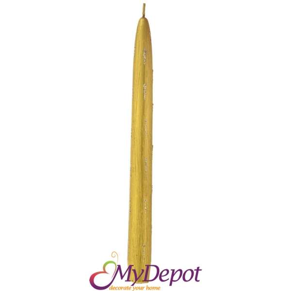 Свещ злато декорирана с брокатени пръски, к-т 6 бр., 25 см
