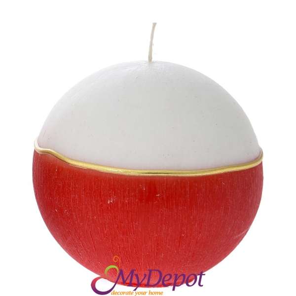 Свещ топка DECOR, бяло и червено, 10 см