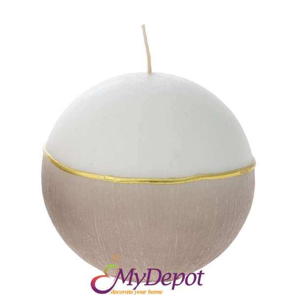 Свещ топка DECOR, бяло и капучино, Ф 10 см