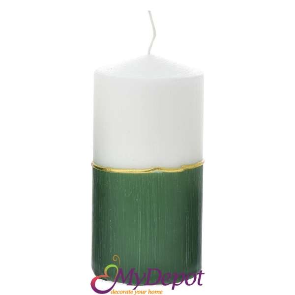 Свещ DECOR, бяло и зелено, 7х14 см