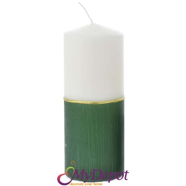 Свещ DECOR, бяло и зелено, 7х18 см