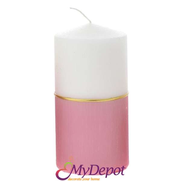 Свещ DECOR, бяло и розово, 7х14 см