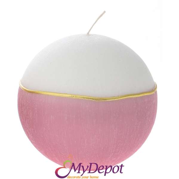 Свещ топка DECOR, бяло и розово, 10 см