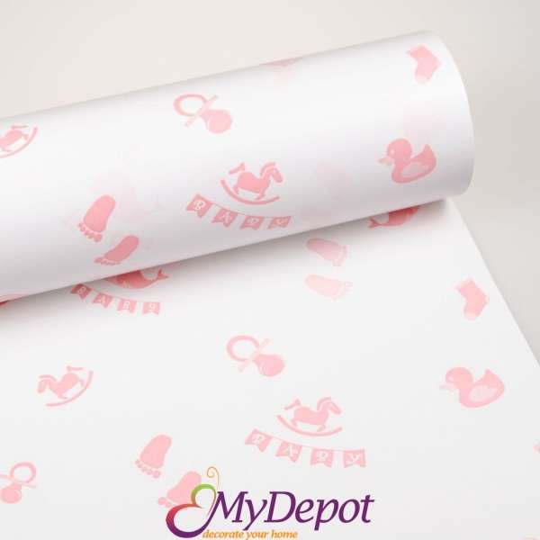 Опаковъчна хартия BABY, розова, 60х50 М