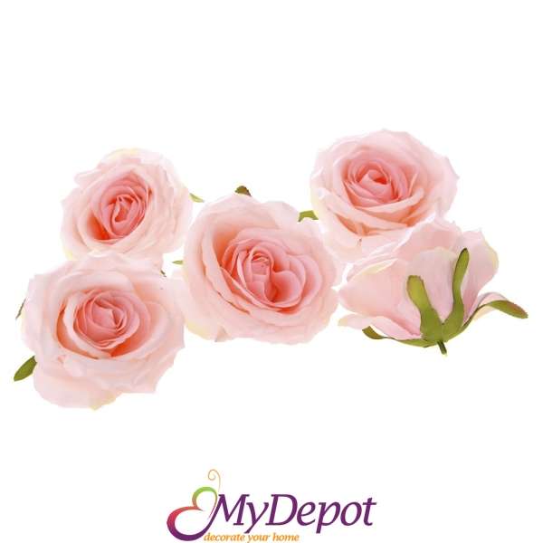 Розов цвят в светло розово с диаметър 9 см. Комплект от 24 бр.