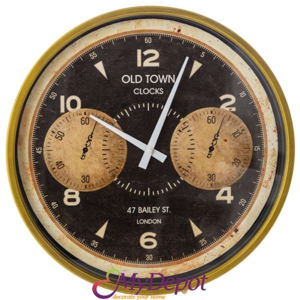 Стенен метален часовник OLD TOWN CLOCK, Ф 40 см
