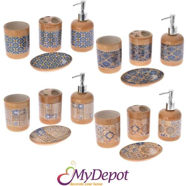Керамичен комплет за баня от 4 части в цвят МОКА. Избор от 4 дизайна