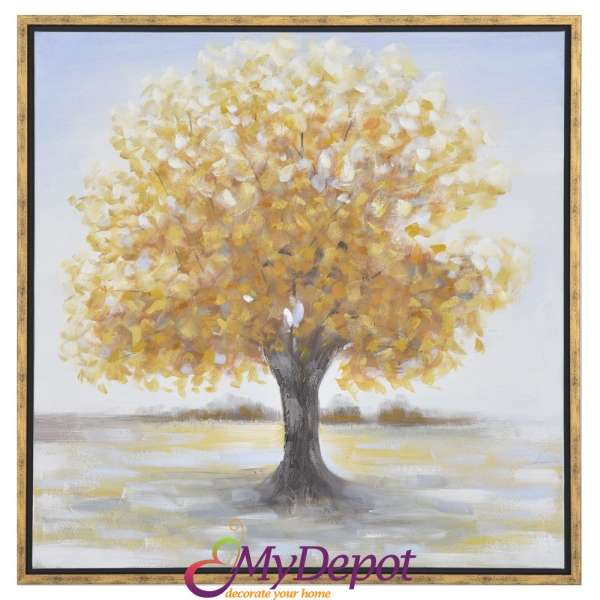 Картина кафяво дърво с маслени бои и рамка. Размер: 85х85 см
