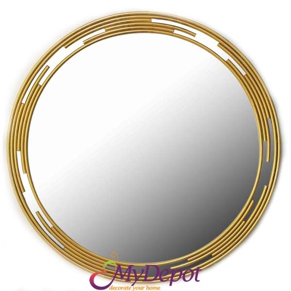 Огледало с метална златна рамка. Размер: Ф 80 см