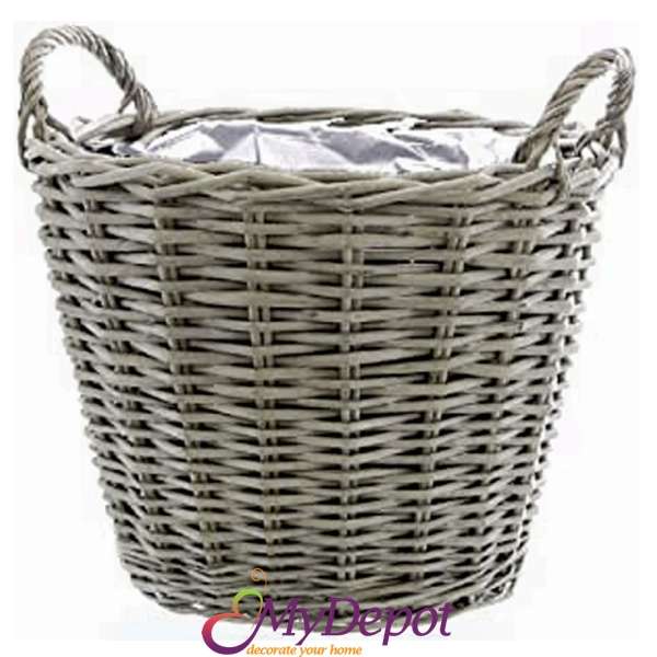 Плетена кошница с найлоново покритие от вътрешната страна. Размер : Ф 43х31 см