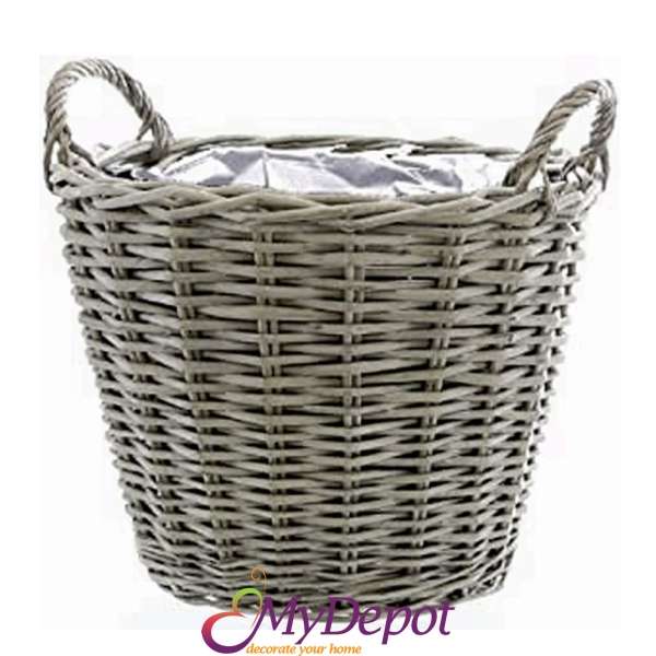Плетена кошница с найлоново покритие от вътрешната страна. Размер : Ф 30х24 см
