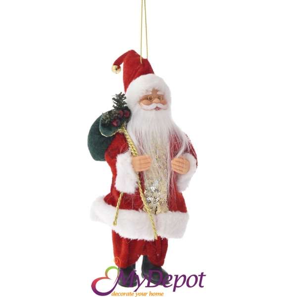 Висулка Дядо Коледа с червено-златни одежди, 20 см