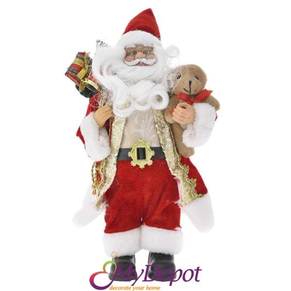 Дядо Коледа с червено-златни одежди, 30 см