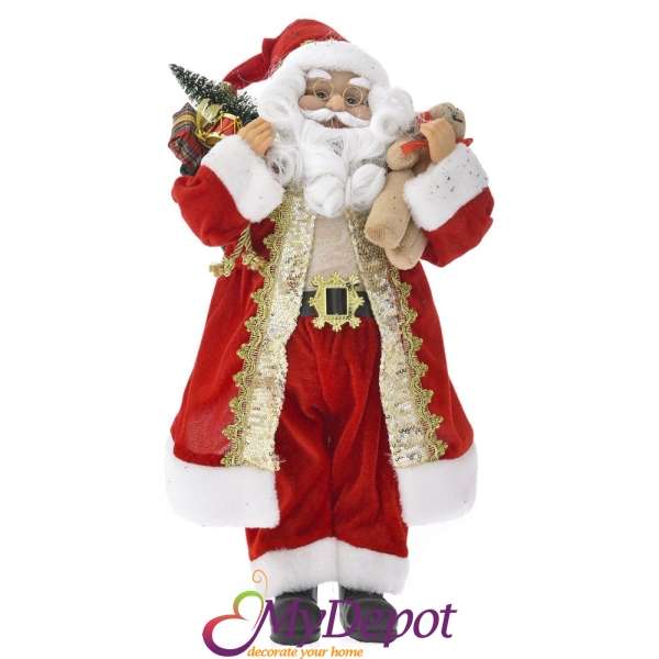 Дядо Коледа с червено-златни одежди, 45 см