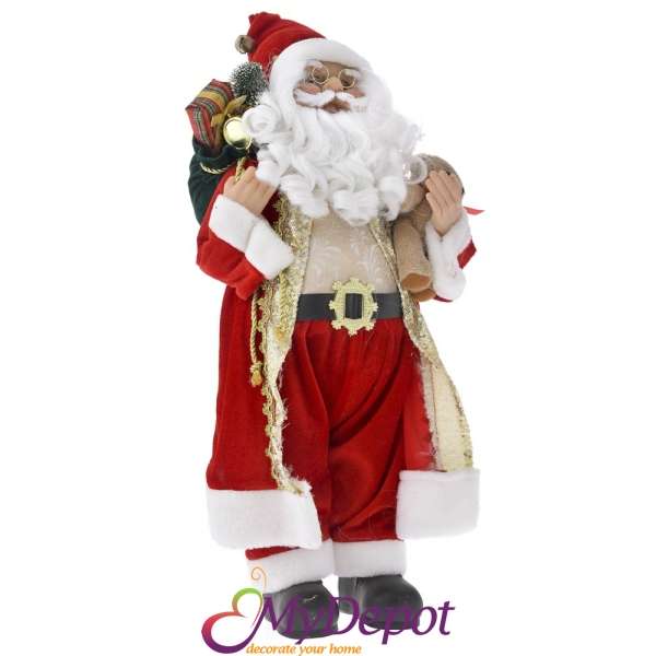 Дядо Коледа с червено-златни одежди, 80 см