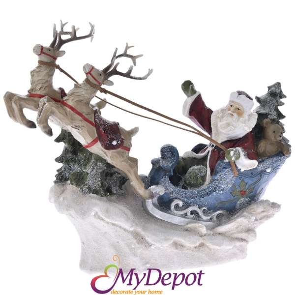 Поли фигурка Дядо Коледа с шейна, 32,5х9,5х25 см