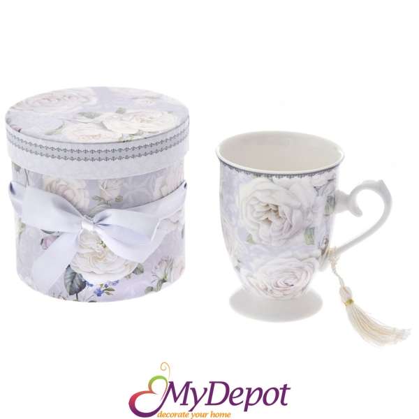 Чаша за чай SILVERY ROSE в луксозна подаръчка кутия, 12х12 см