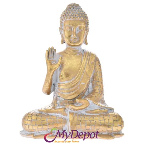 Поли статуетка Буда в злато, 15,5х8х23 см