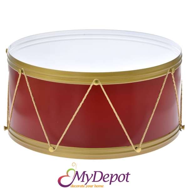 Метална червено-златна основа / обръч за елха, имитираща барабан. Размер: Ф 61х30 см