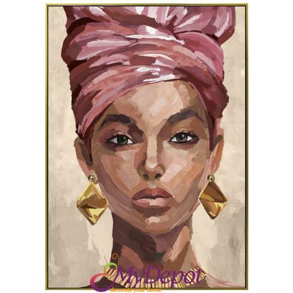 Картина жена с маслени бои и златна рамка. Размер: 72х102 см