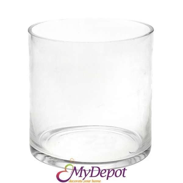 Ваза от изчистено стъкло - цилиндър. Размер: 15х15 см