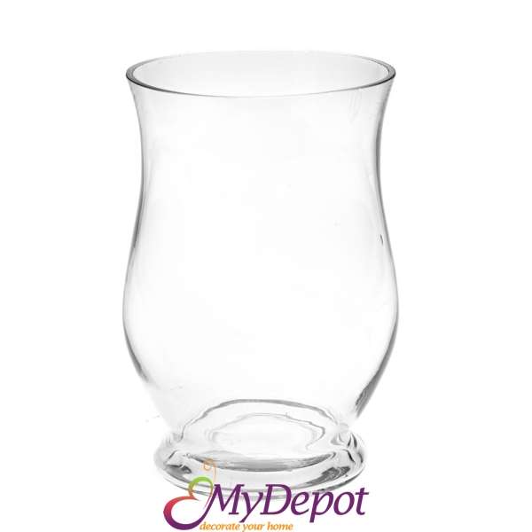 Свещник от изчистено стъкло Размер: 12х20 см