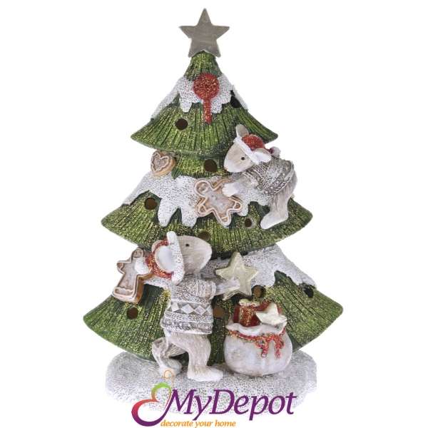 Поли фигурка - мишоци украсяват елха за Коледа, 13х9х19 см