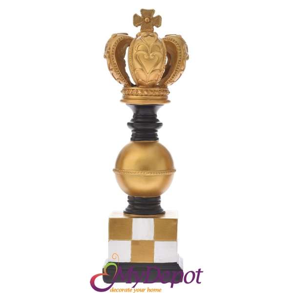 Златна поли шах фигура - Цар. 12х12х39 см