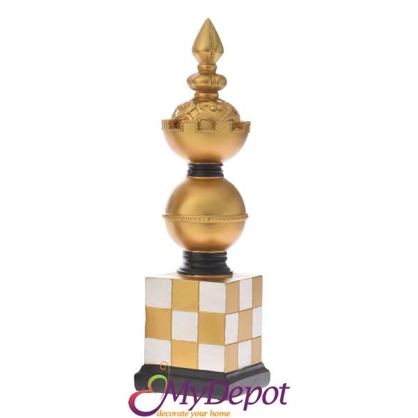 Златна поли шах фигура - Царица. 12х12х39 см