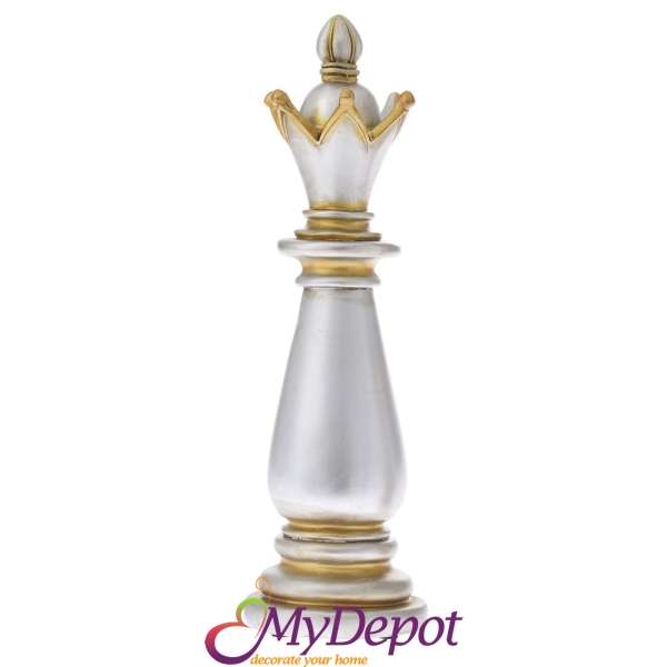 Сребърна поли шах фигура - Цар. 13х13х40 см