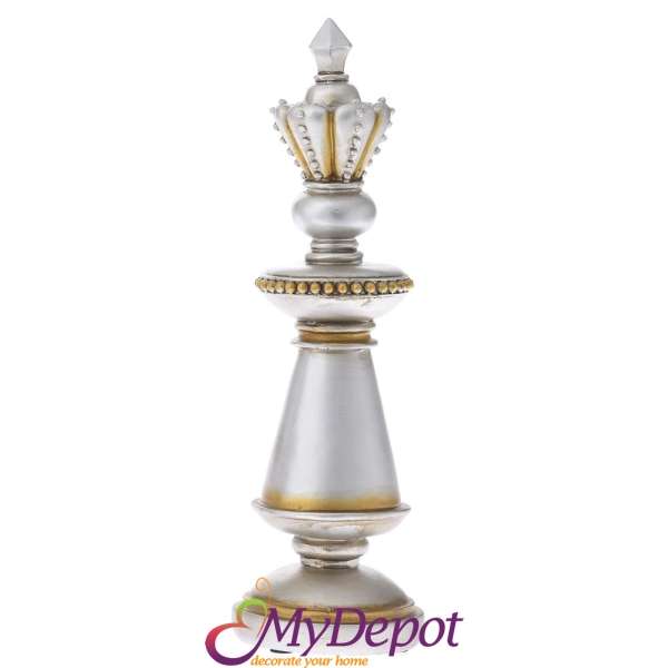 Сребърна поли шах фигура - Царица. 11х11х35 см