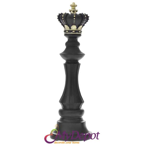 Черна поли шах фигура - Цар. 13х13х40 см