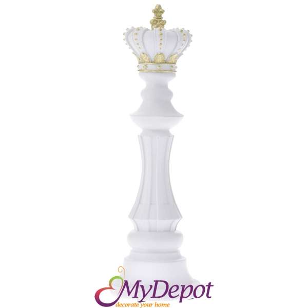 Бяла поли шах фигура - Цар. 13х13х40 см