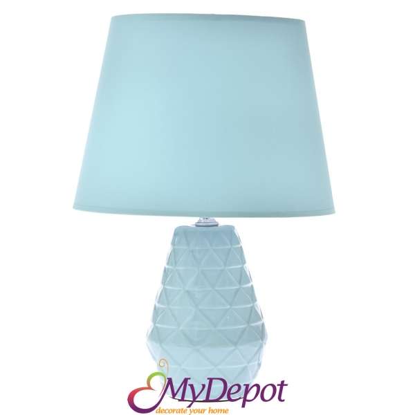 Нощна лампа с перлено синя керамична основа. Размер: Ф 24х44 см