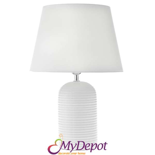 Нощна лампа с перлено бяла керамична основа. Размер: Ф 28х48 см