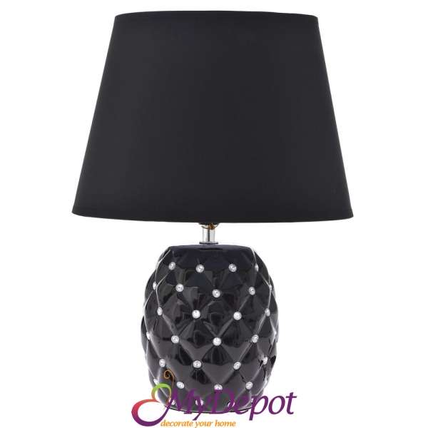 Нощна лампа с черна керамична основа и бели перли. Размер: Ф 28х36 см