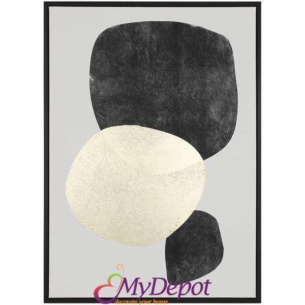 Картина принт върху канаваца, абстракция-черни и бели кръгове.Размер: 50х70 см