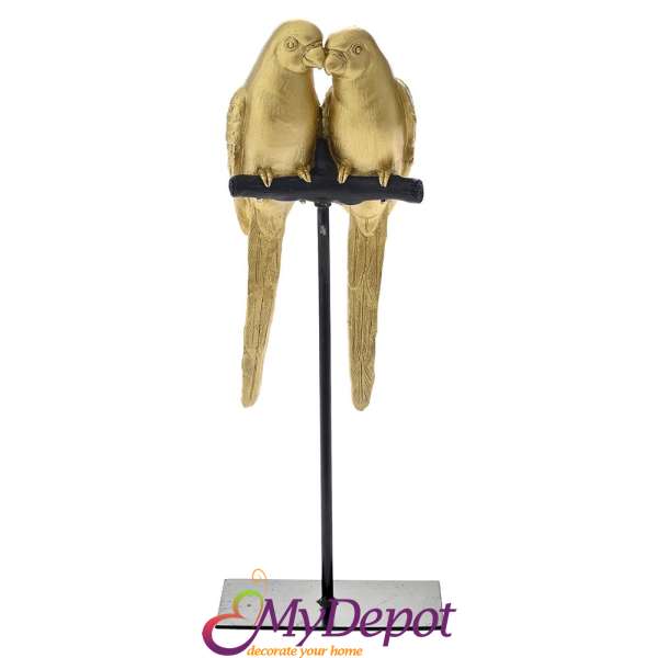 Златни поли папагали на стойка, 11,5х5,5х29,5 см
