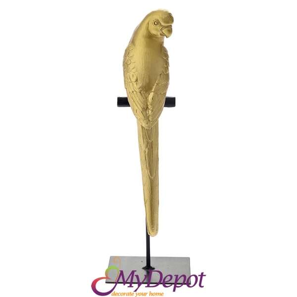 Златен поли папагал на стойка, 9х6,5х25см